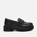 Women's Leather Buckle Classic Loafers - Black