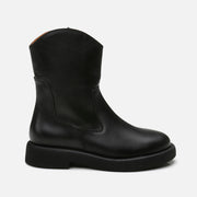 Women’s Genuine Leather Flat Boots - Black
