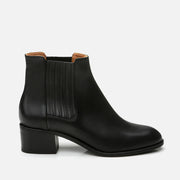 Women's Genuine Leather Heeled Boot - Black