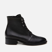 Women's Genuine Leather Heeled Boot - Black