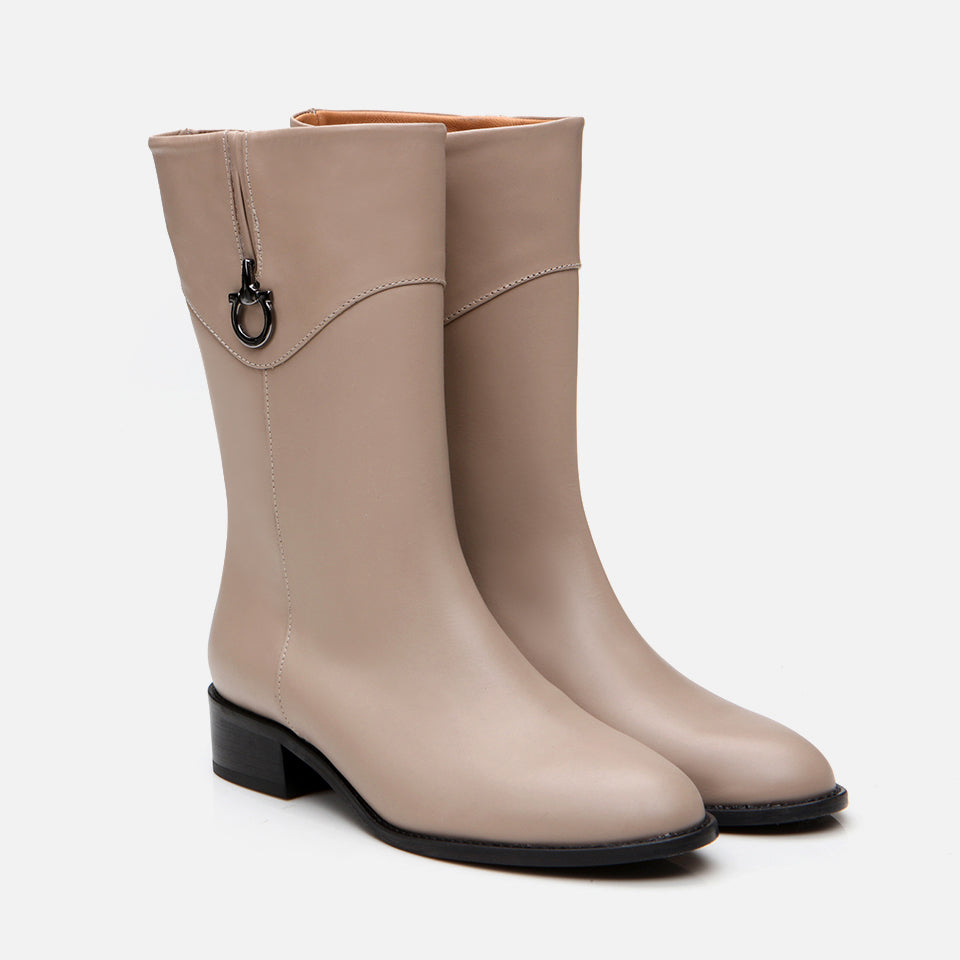 Women’s Leather Boots - Taupe