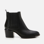 Women’s Block-Heel Leather Chelsea Boots - Black