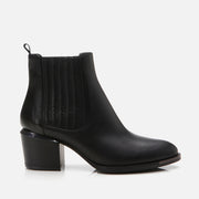 Women’s Block-Heel Leather Chelsea Boots - Black