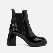 Women’s Genuine Patent Leather Heeled Boot - Black