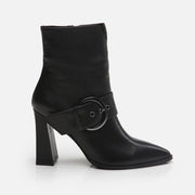 Women’s Genuine Leather Heeled Boot - Black