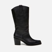 Women’s Genuine Leather Mid-Calf Boots - Black