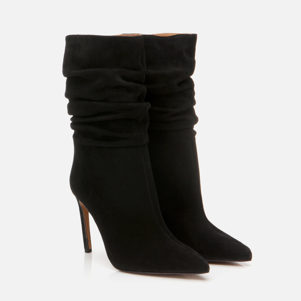 Women’s Suede Leather Boots - Black
