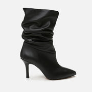 Women’s Genuine Leather Heeled Boots - Black