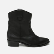Women’s Genuine Leather Western Heeled Boot - Black