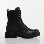 Women’s Genuine Leather Flat Boot - Black