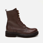 Women’s Genuine Leather Flat Boot - Brown