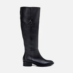 Women's Genuine Leather Knee-High Boots - Black