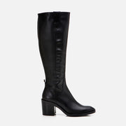 Women's Genuine Leather Knee-High Boots - Black