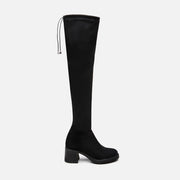 Women’s Faux Leather Knee-High Boots - Black