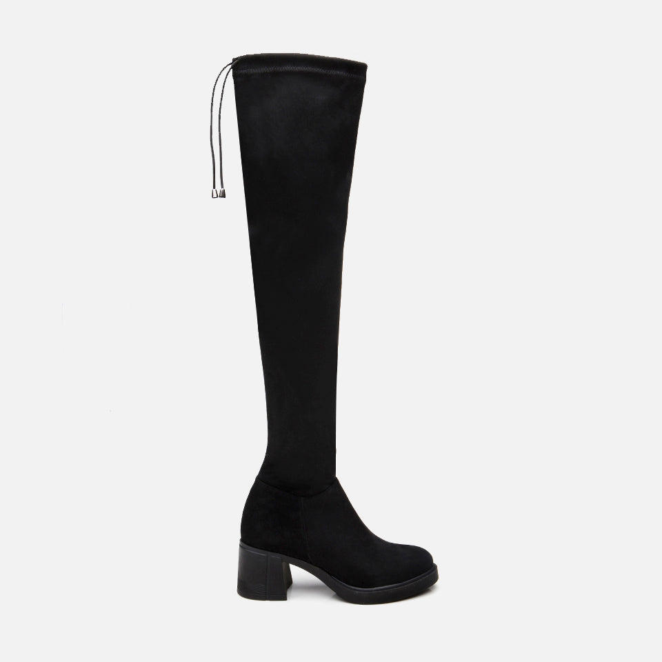 Women’s Faux Leather Knee-High Boots - Black
