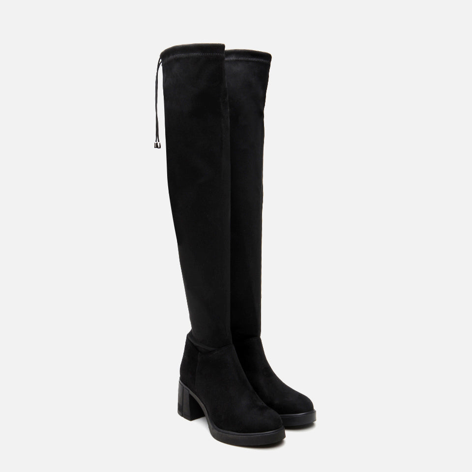 Women’s Faux Leather Knee-High Boots - Black