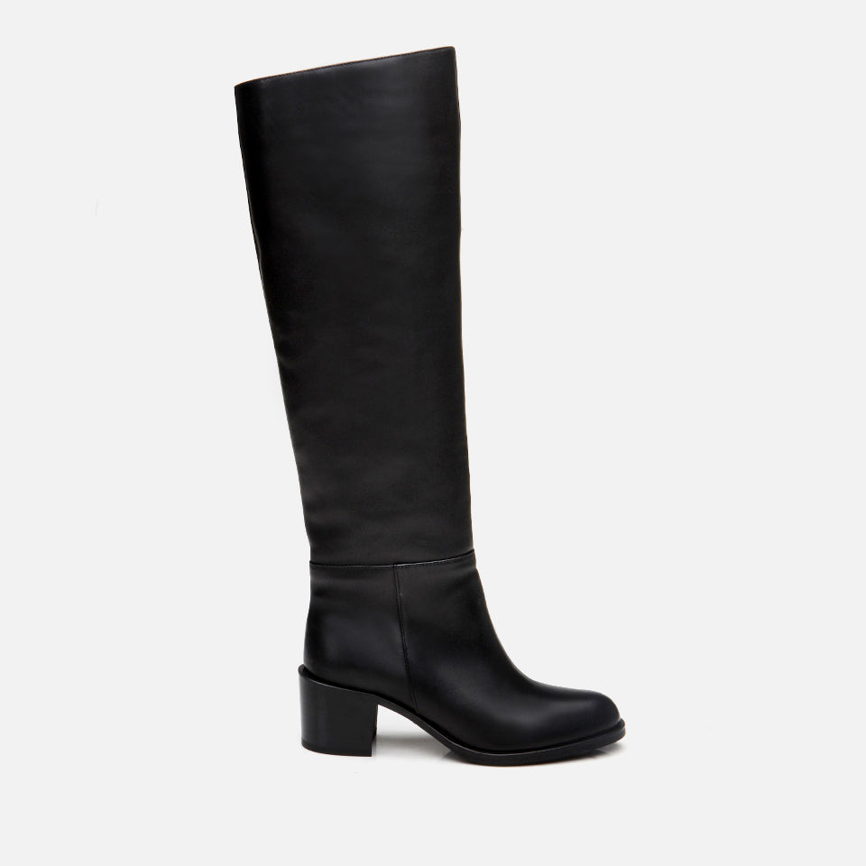 Women’s Genuine Leather Knee-High Boots - Black