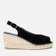 Women's Suede Wedge Sandals - Black