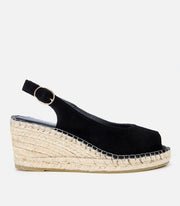 Women's Suede Wedge Sandals - Black