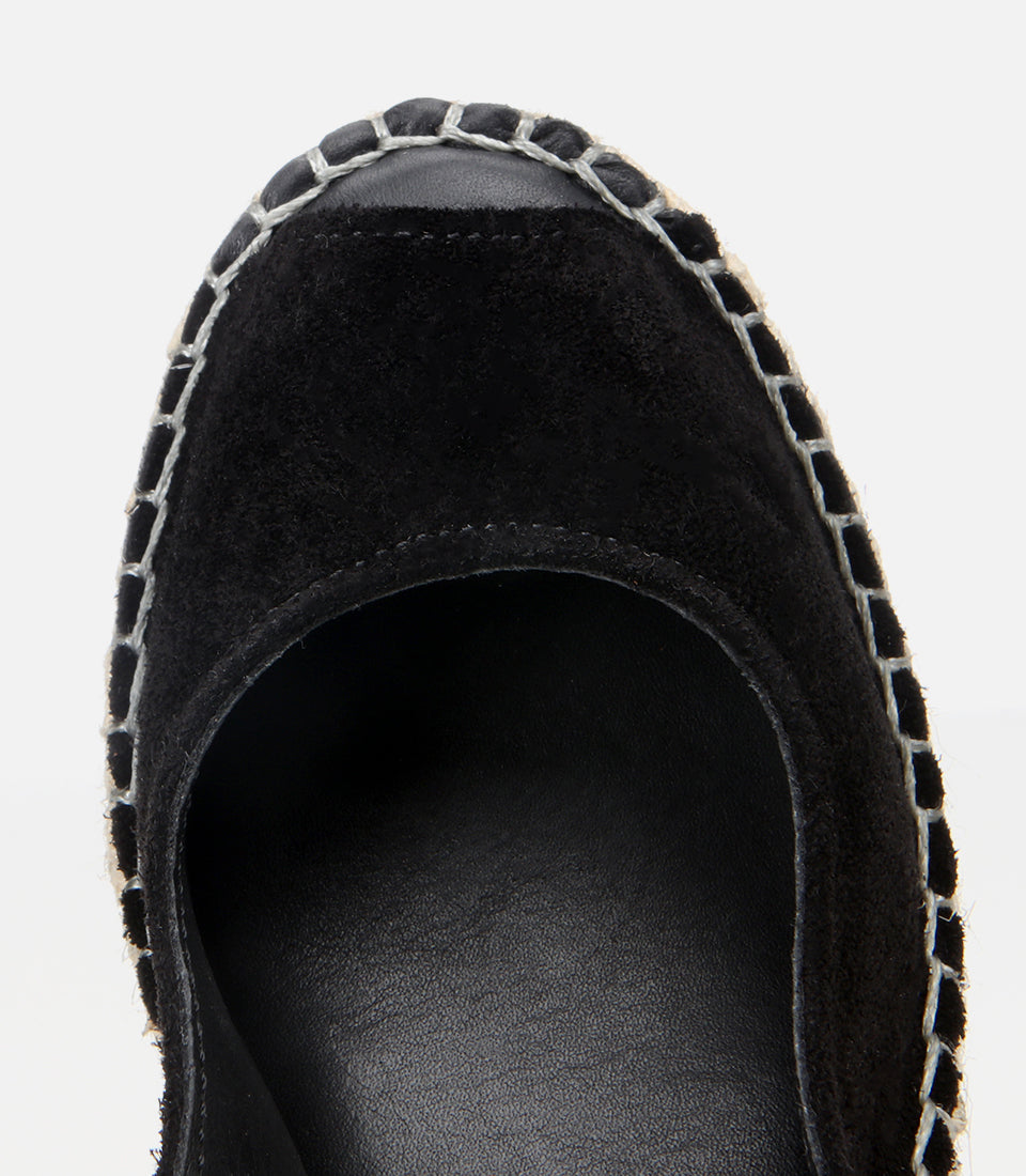 Women's Suede Wedge Sandals - Black