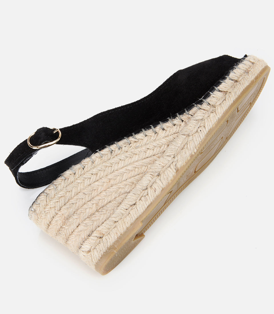 Women's Suede Wedge Sandals - Black