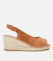 Women's Suede Wedge Sandals - Tan