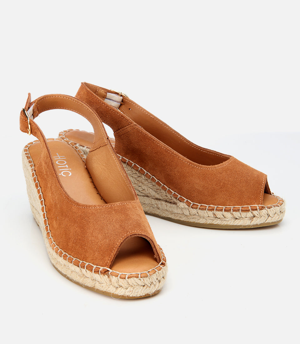 Women's Suede Wedge Sandals - Tan