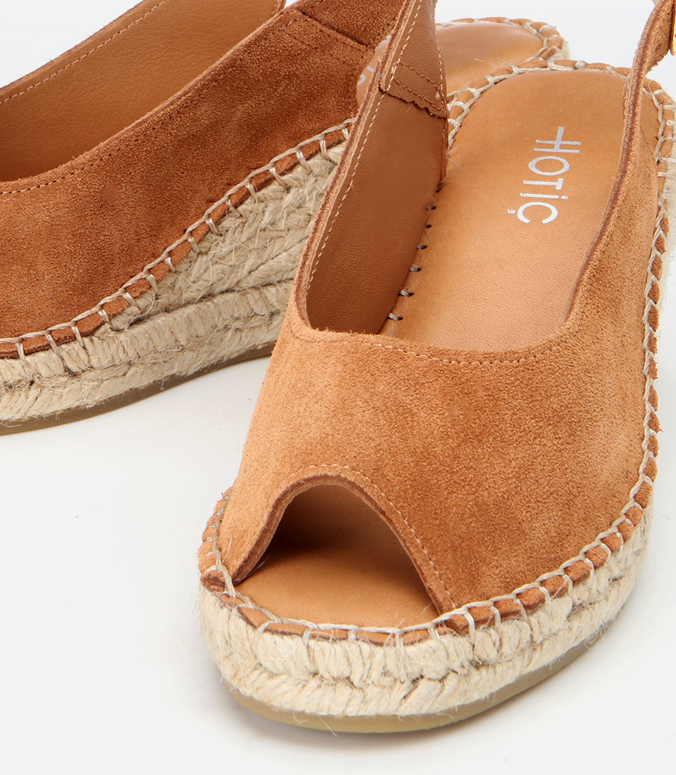 Women's Suede Wedge Sandals - Tan
