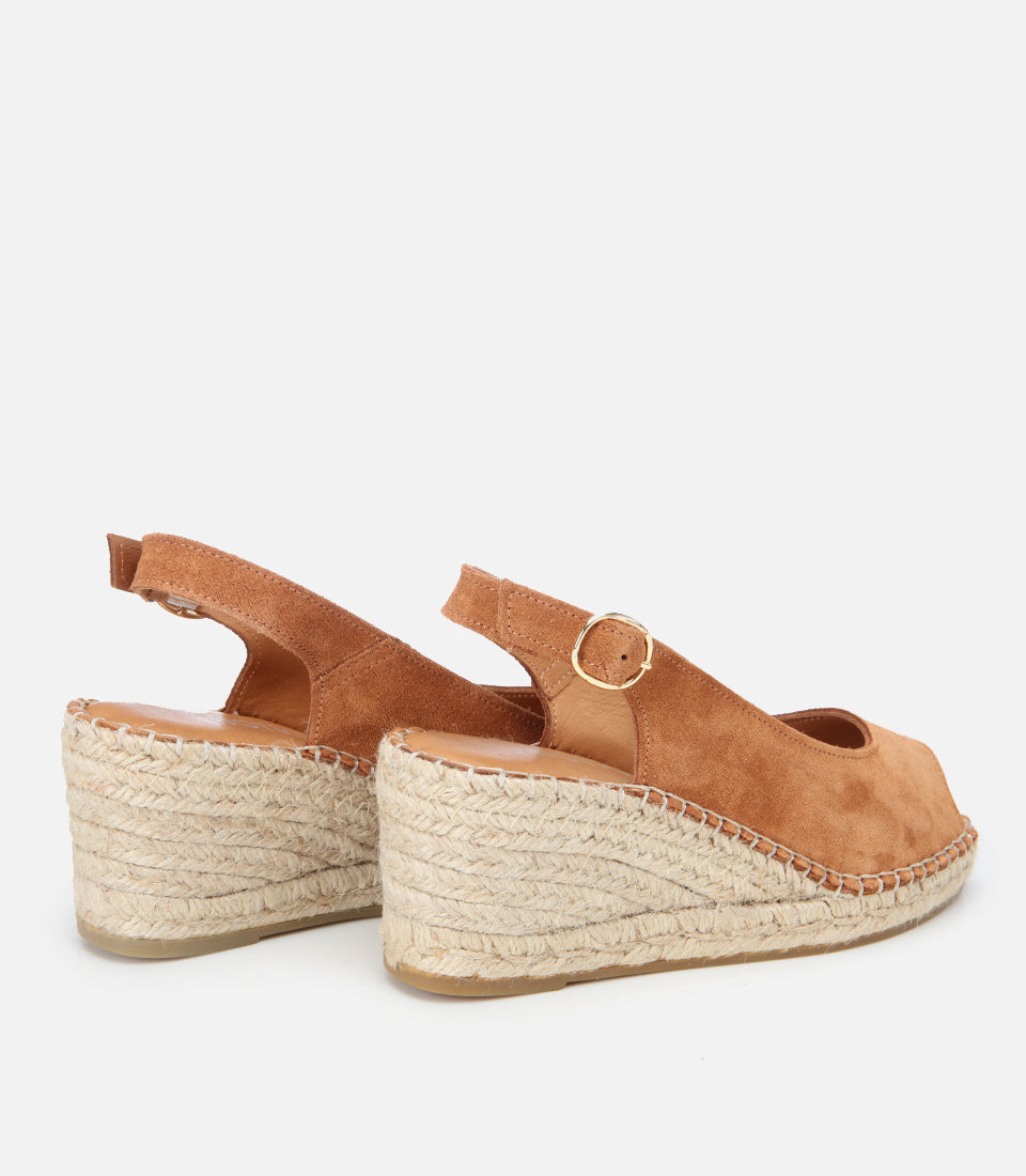 Women's Suede Wedge Sandals - Tan