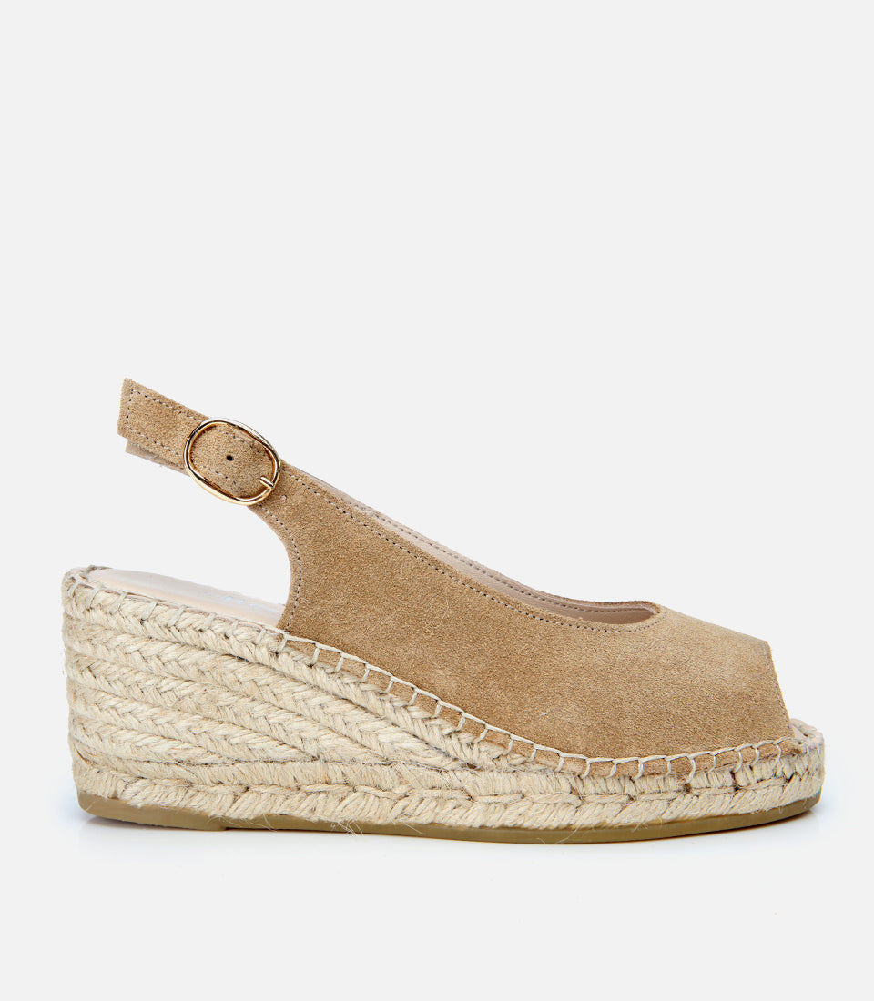 Women's Suede Wedge Sandals - Taupe