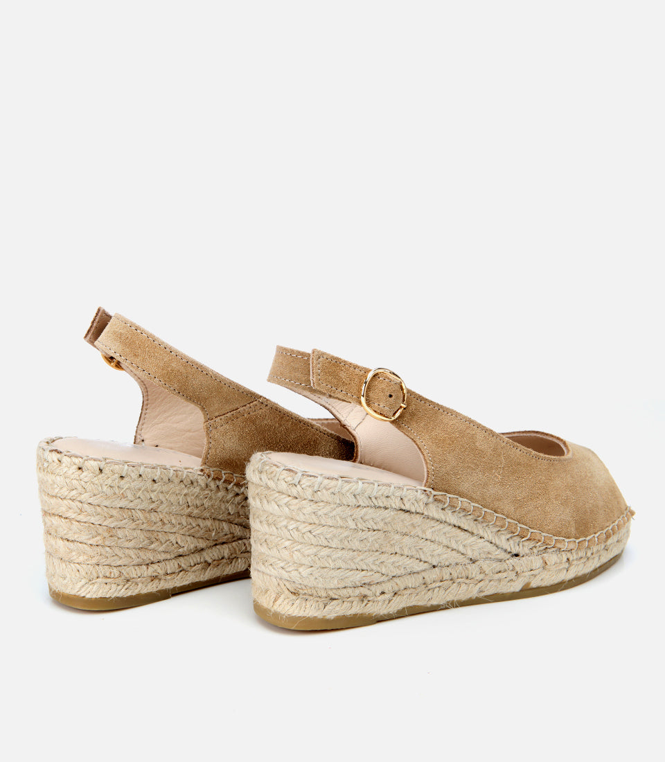 Women's Suede Wedge Sandals - Taupe