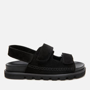 Women's Suede Flat Sandals - Black
