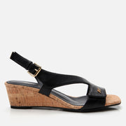 Women's Leather Block Heel Sandals - Black