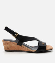 Women's Leather Block Heel Sandals - Black