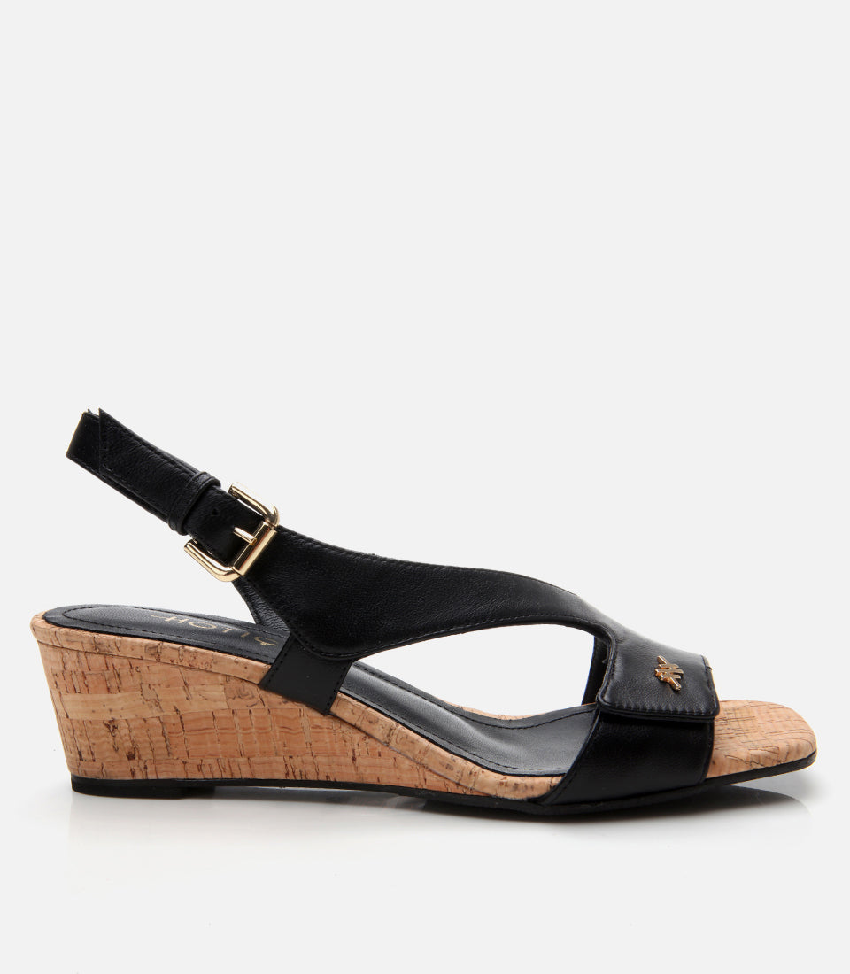 Women's Leather Block Heel Sandals - Black