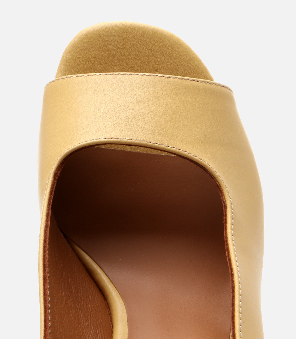 Women's Leather Platform Sandals - Yellow