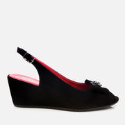 Women's Suede Wedge Sandals - Black