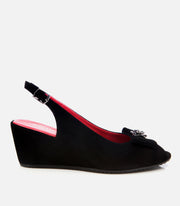 Women's Suede Wedge Sandals - Black