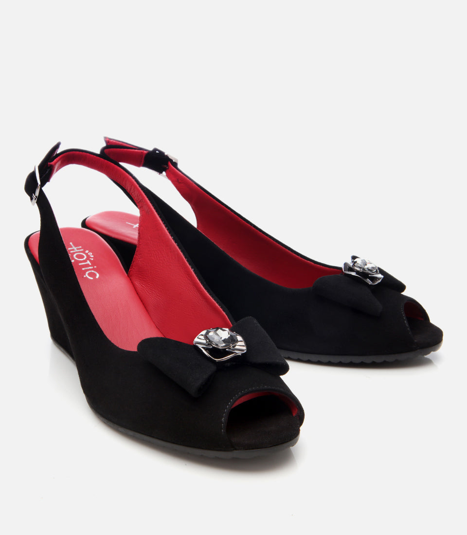 Women's Suede Wedge Sandals - Black