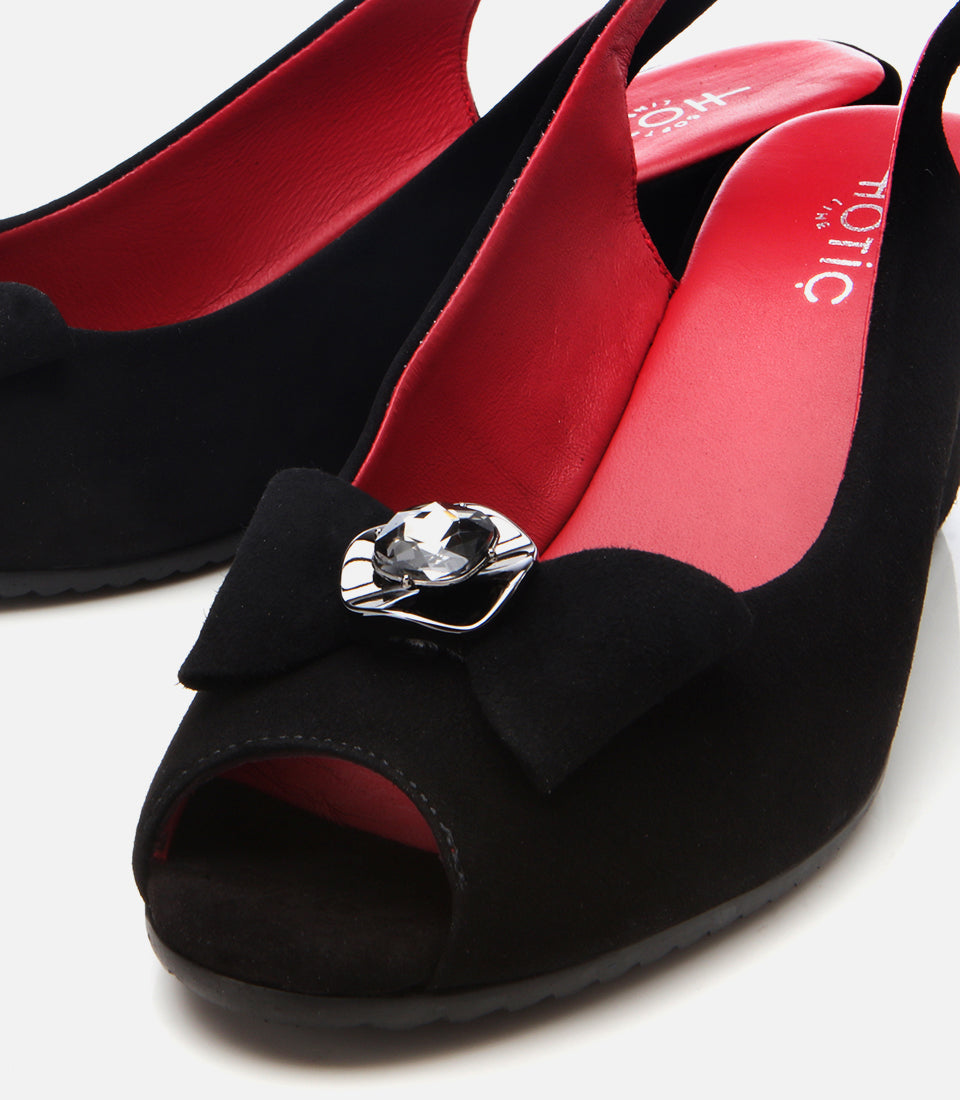 Women's Suede Wedge Sandals - Black
