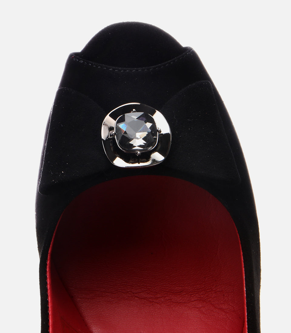 Women's Suede Wedge Sandals - Black