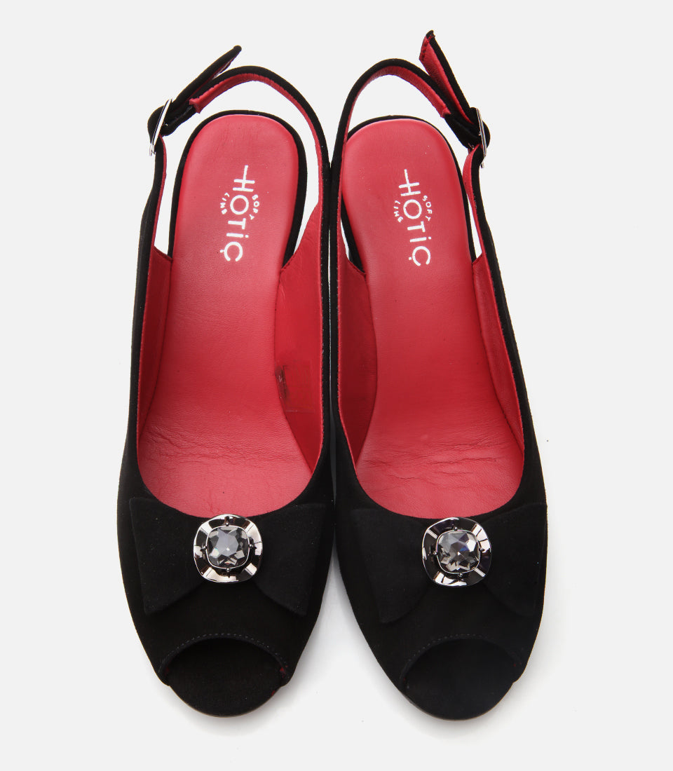 Women's Suede Wedge Sandals - Black