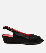 Women's Suede Wedge Sandals - Black