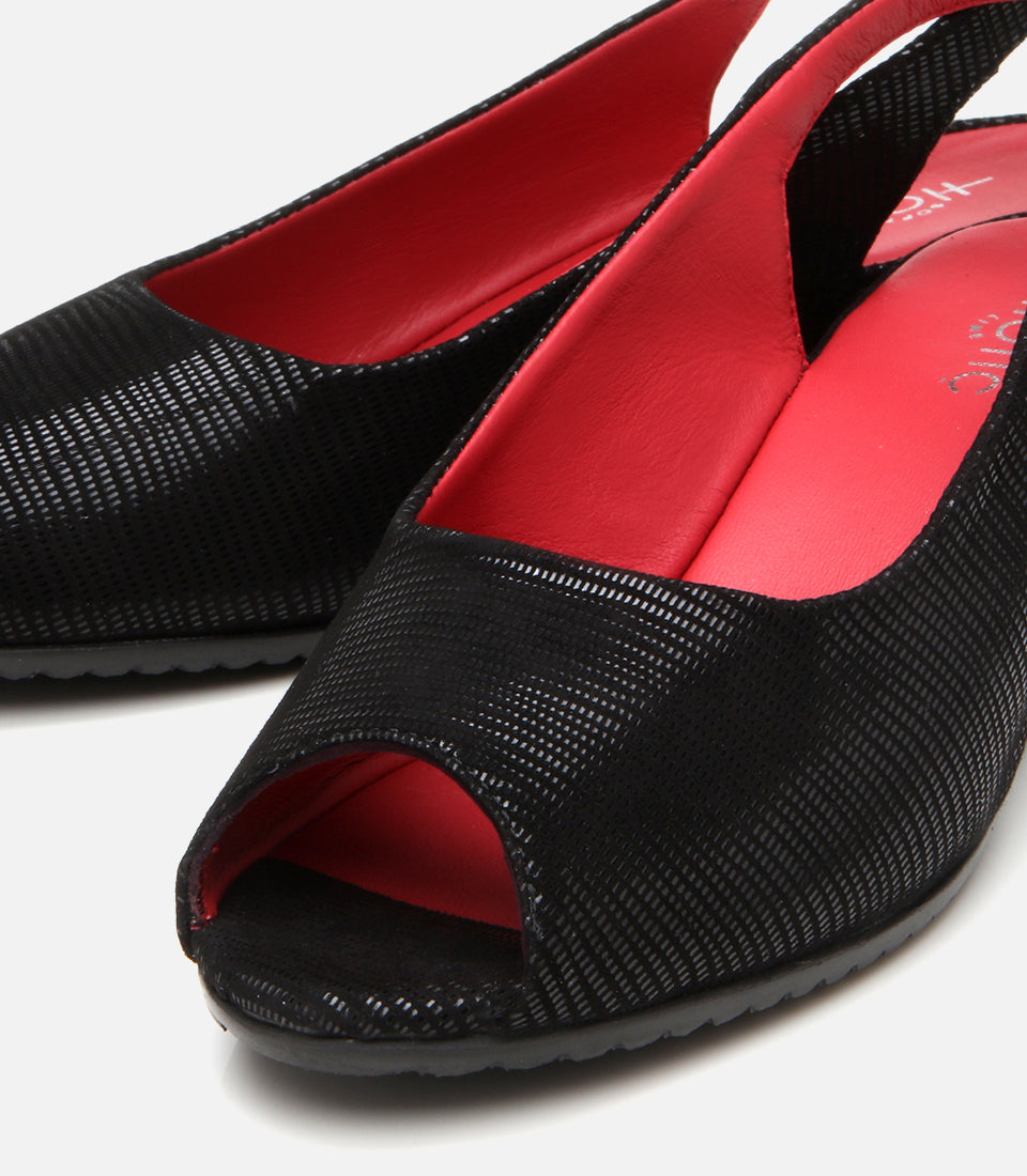 Women's Suede Wedge Sandals - Black