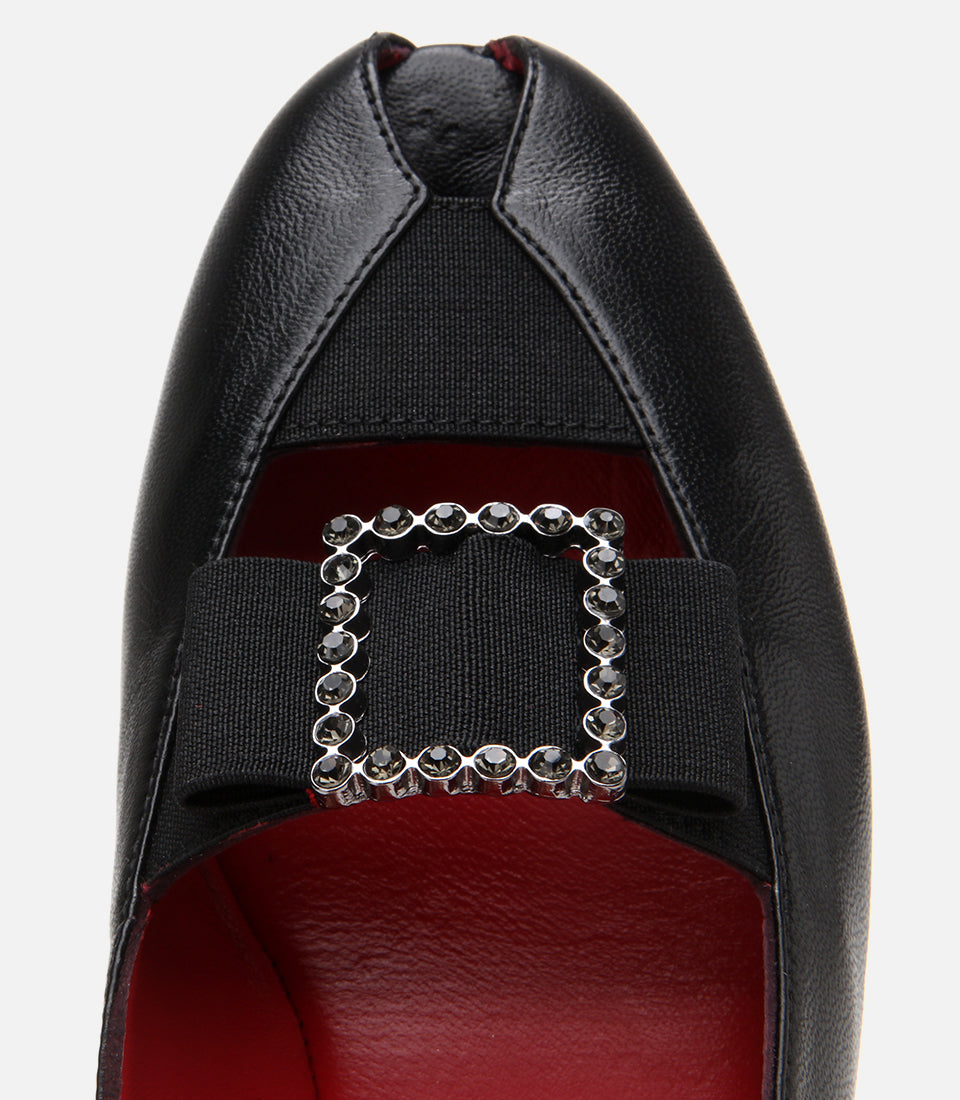 Women's Leather Wedge Sandals - Black