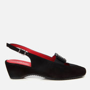Women's Suede Wedge Sandals - Black