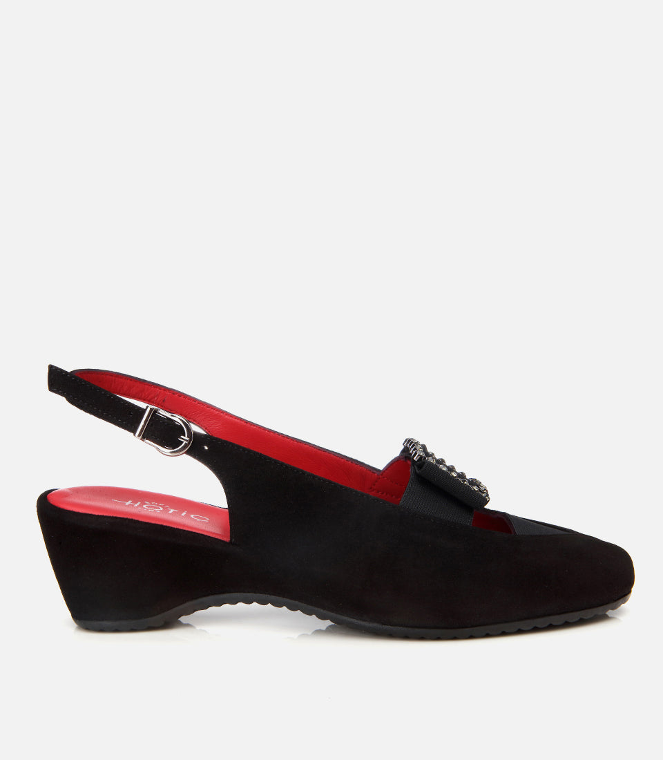 Women's Suede Wedge Sandals - Black