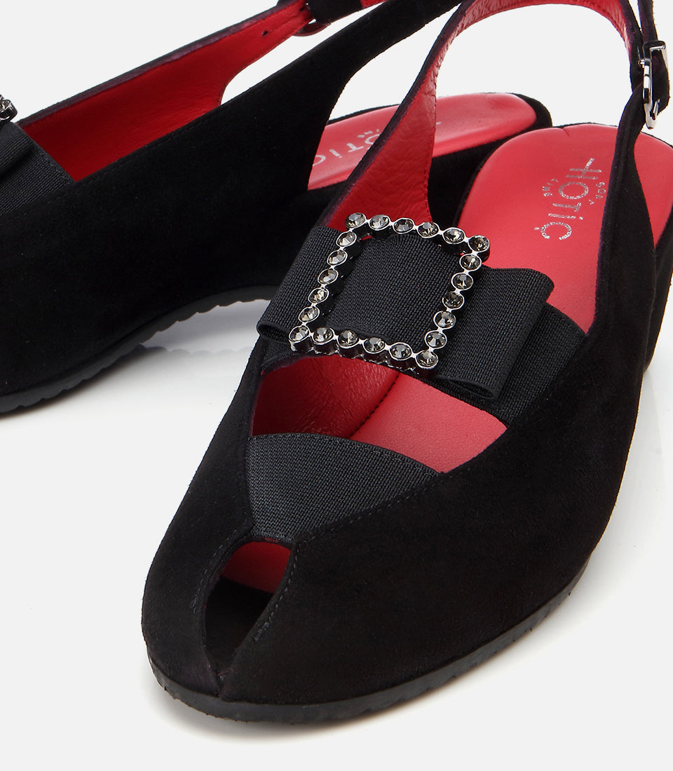 Women's Suede Wedge Sandals - Black