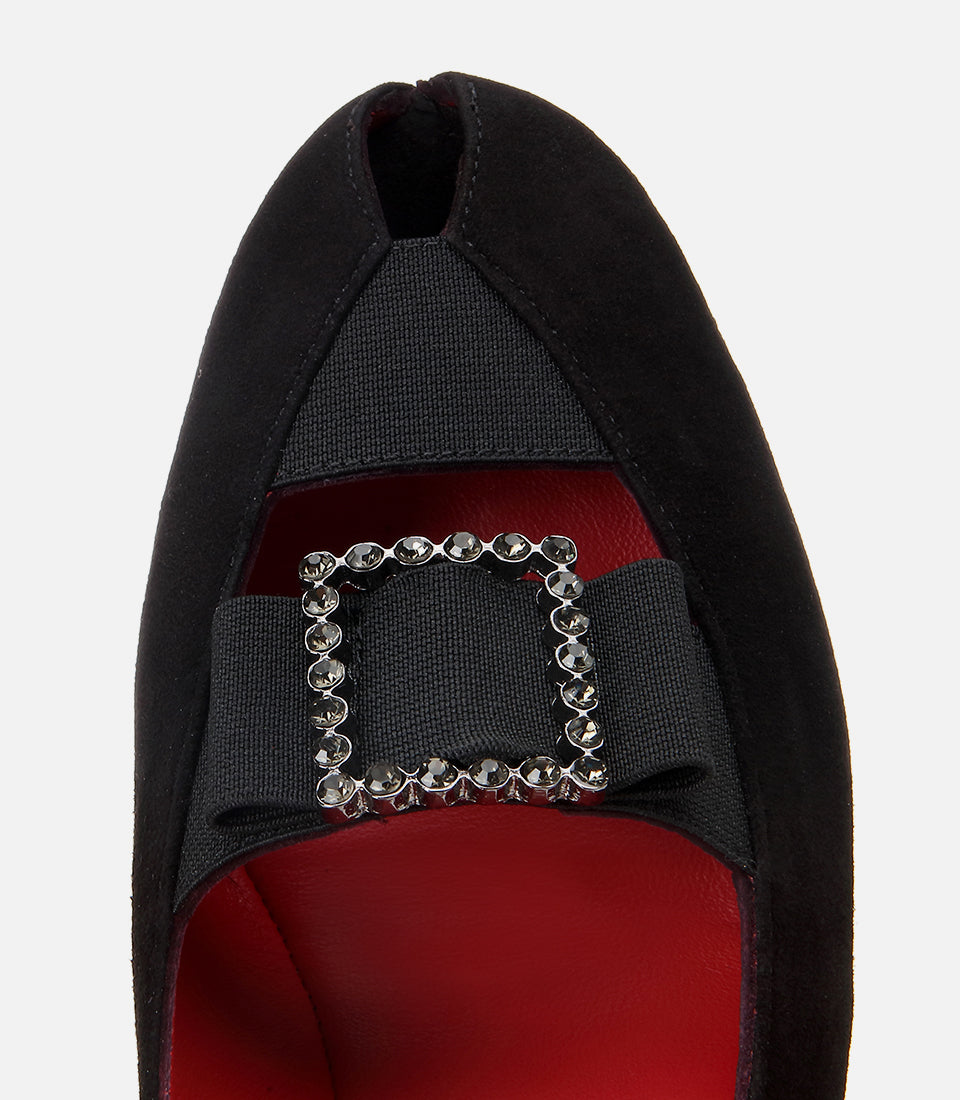 Women's Suede Wedge Sandals - Black