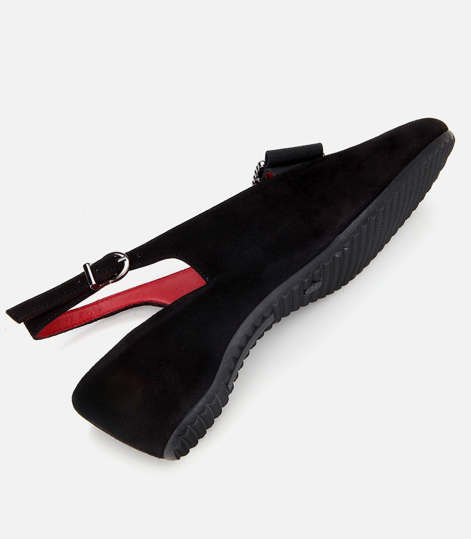 Women's Suede Wedge Sandals - Black